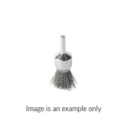 Spindle Mount Crimped Wire Brush | Flat End | Gal High Carbon Steel 0.33mm | 19 mm Dia x 80mm Carded
